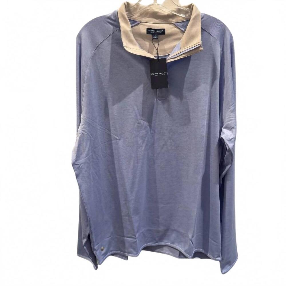 NEW PETER MILLAR men's stelt quarter zip top in wisteria blue
